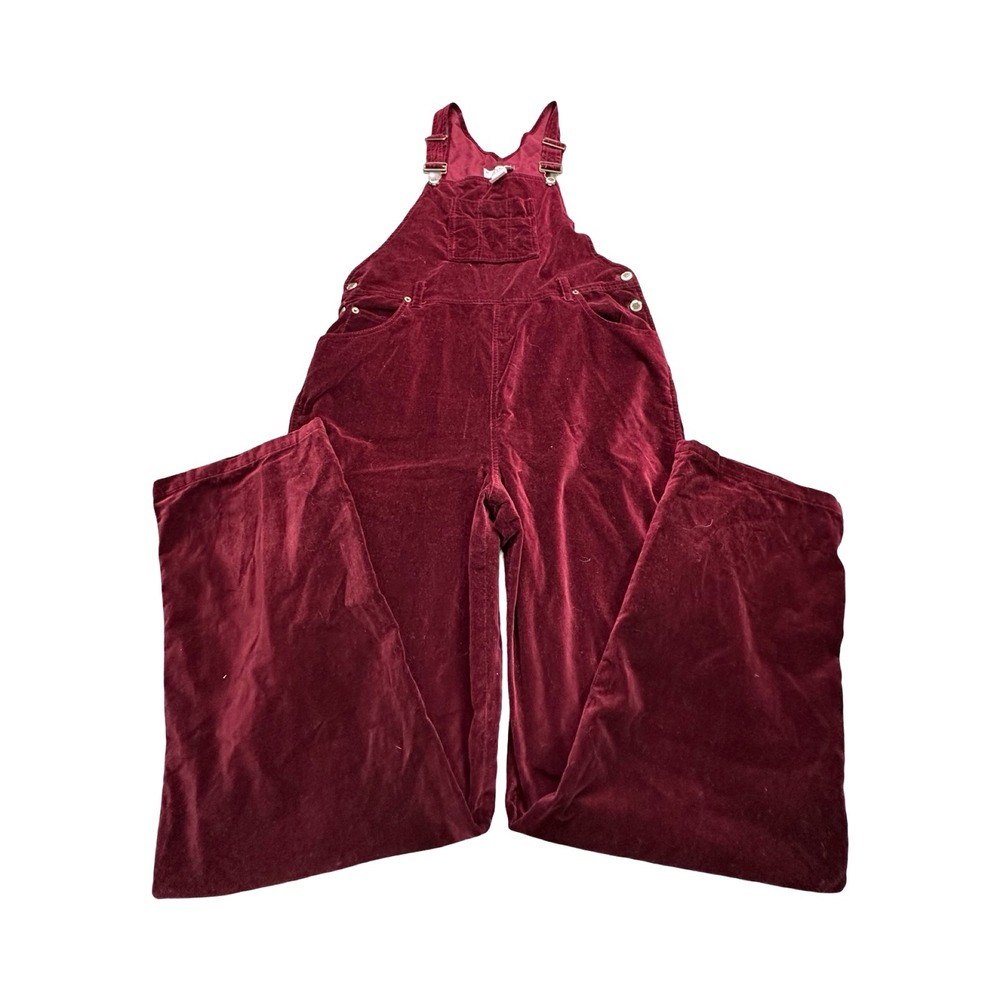 Real Comfort Overalls Women 10 Burgundy 34x30 Velvet Cotton Dungaree Cottagecore